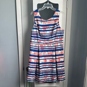 Striped Floral Sleeveless Dress